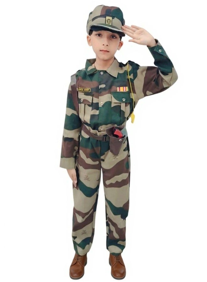 BookMyCostume 6pcs Military Dress for Kids Woodland Print | Independence Day for | Army for | Community Helper Soldier for Patriotic Events for Role Play | 6-7 Years - Image 1
